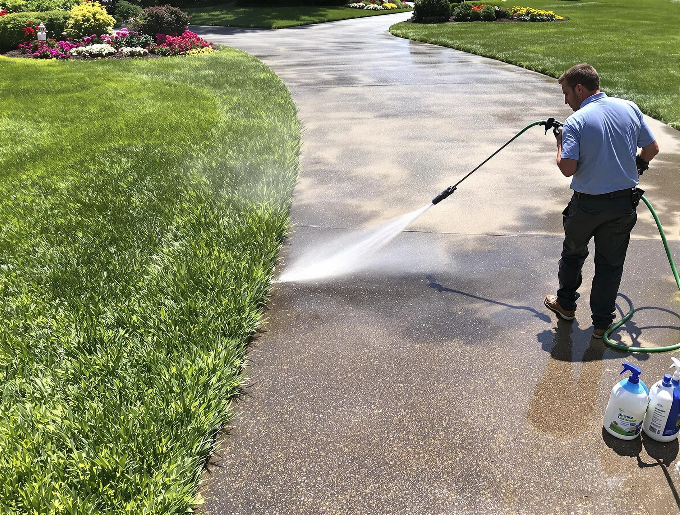 Before and after pressure washing by Stow Power Washing in Stow