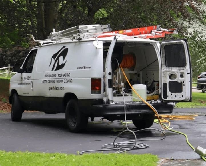 Stow Power Washing professionals cleaning commercial fleet in Stow